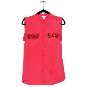 Candie's Button Down Blouse Pink Size Medium